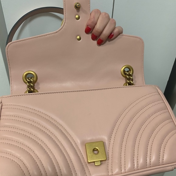Pale Pink Gucci Marmont Small Matelasse Bag - Picture 6 of 7